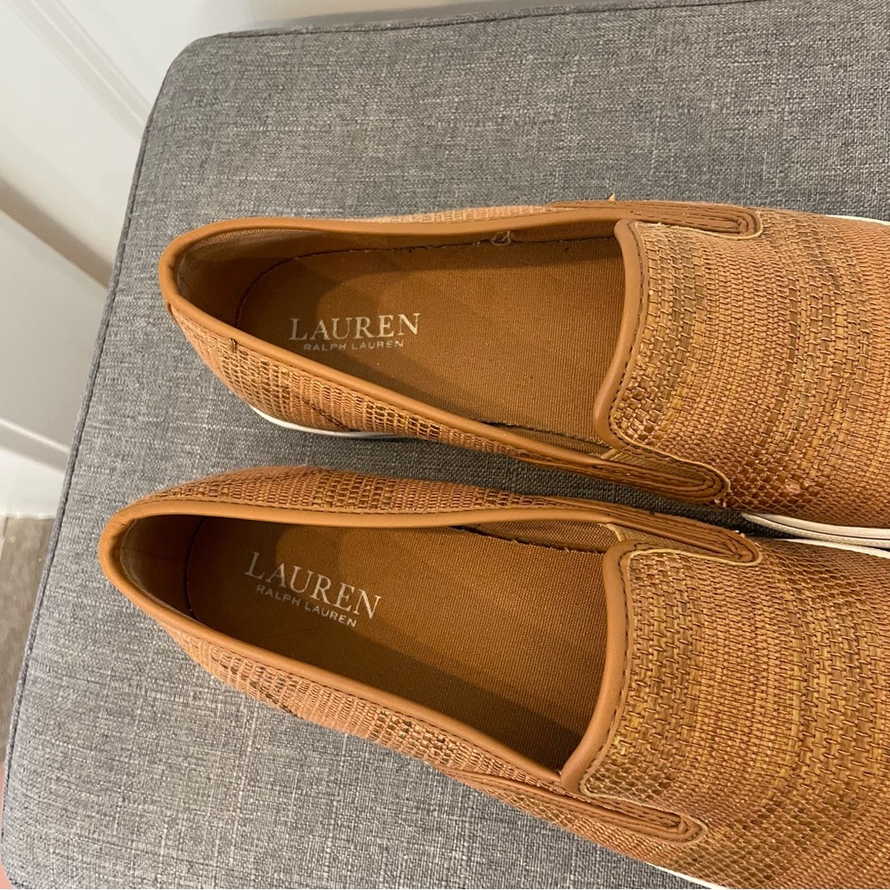 RALPH LAUREN Janis Woven Slip On Loafer Flat Sneakers - Tan Size 10 - Picture 7 of 13